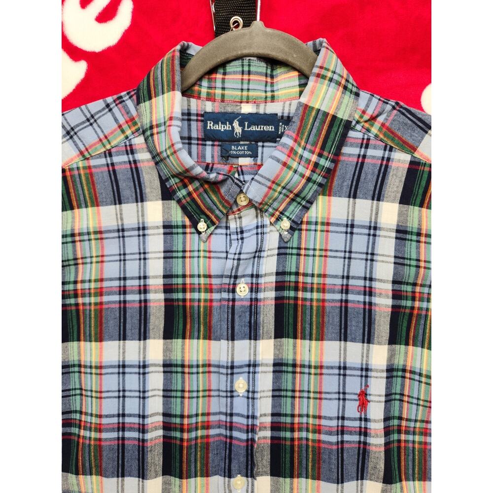 Ralph Lauren Blake Fit Shirt Mens XXL Plaid Button Down Short Sleeve Cotton